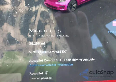 2021 Tesla Model 3 Standard Range Plus Rear-Wheel Drive from USA, damaged, VIN 5YJ3E1EA5MF085107